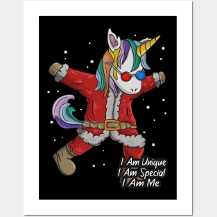 Santa and cute unicorn Posters and Art